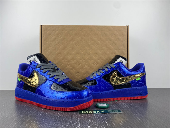 Luis Vitton Nike Air Force 1 Low By Royal blue Black Gold Red